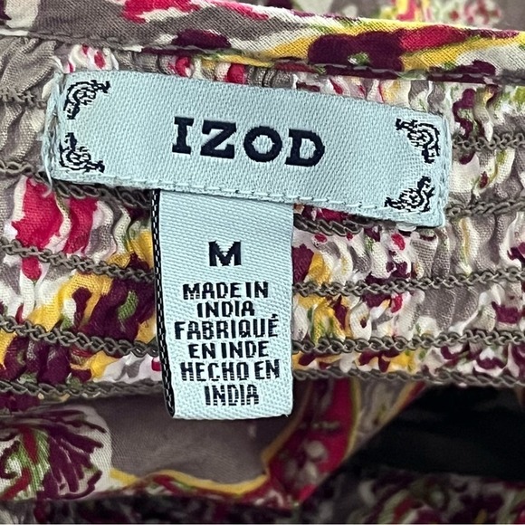 Izod Boho Smocked Peplum Blouse Women's Medium - Picture 2 of 6